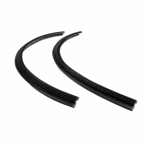 Rear Roll-Up Window Seals. Two pieces 20 In. long. Black electrostatically flocked. Pair. REAR ROLL